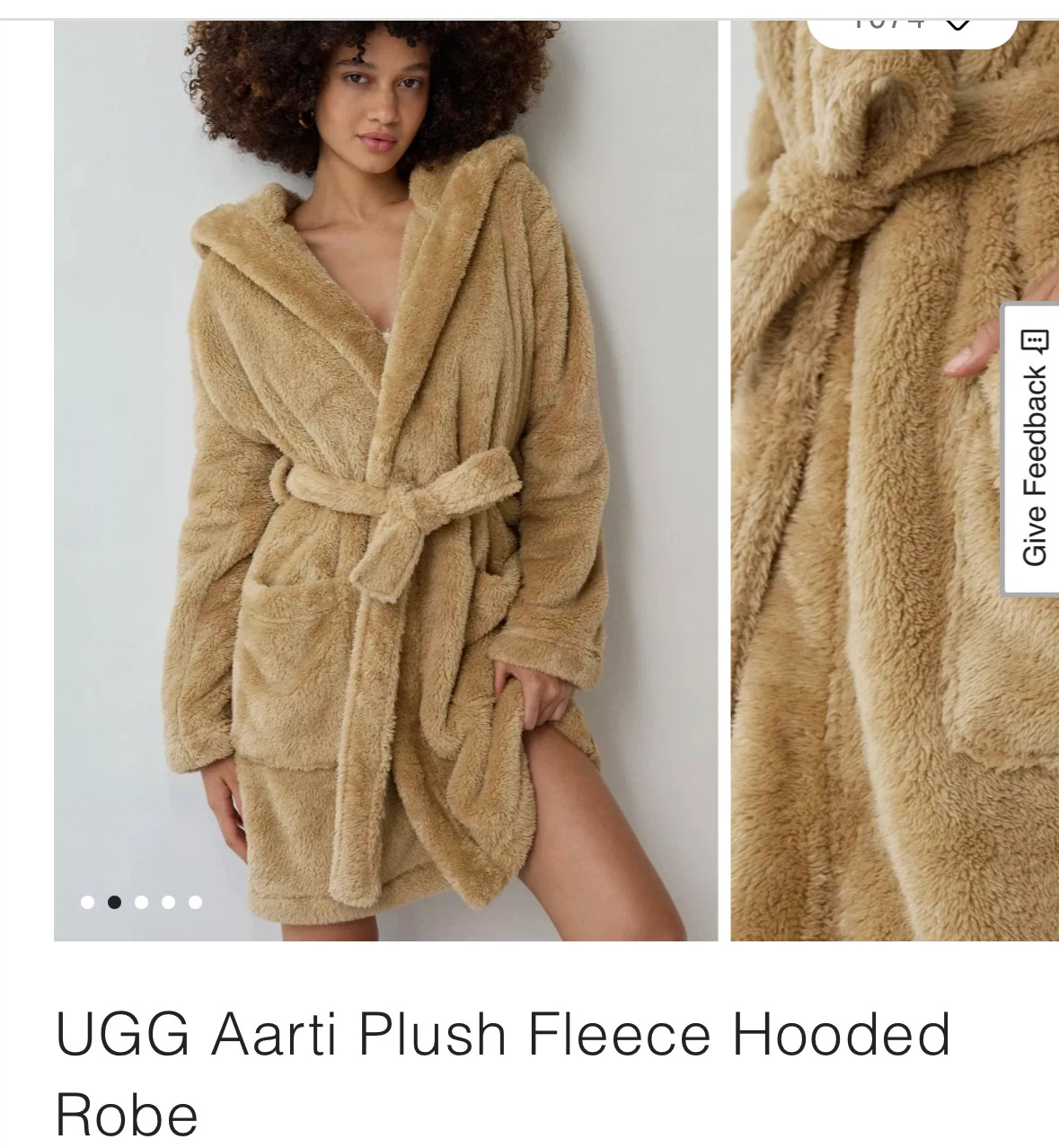 UGG Aarti Plush Fleece Hooded Robe XS