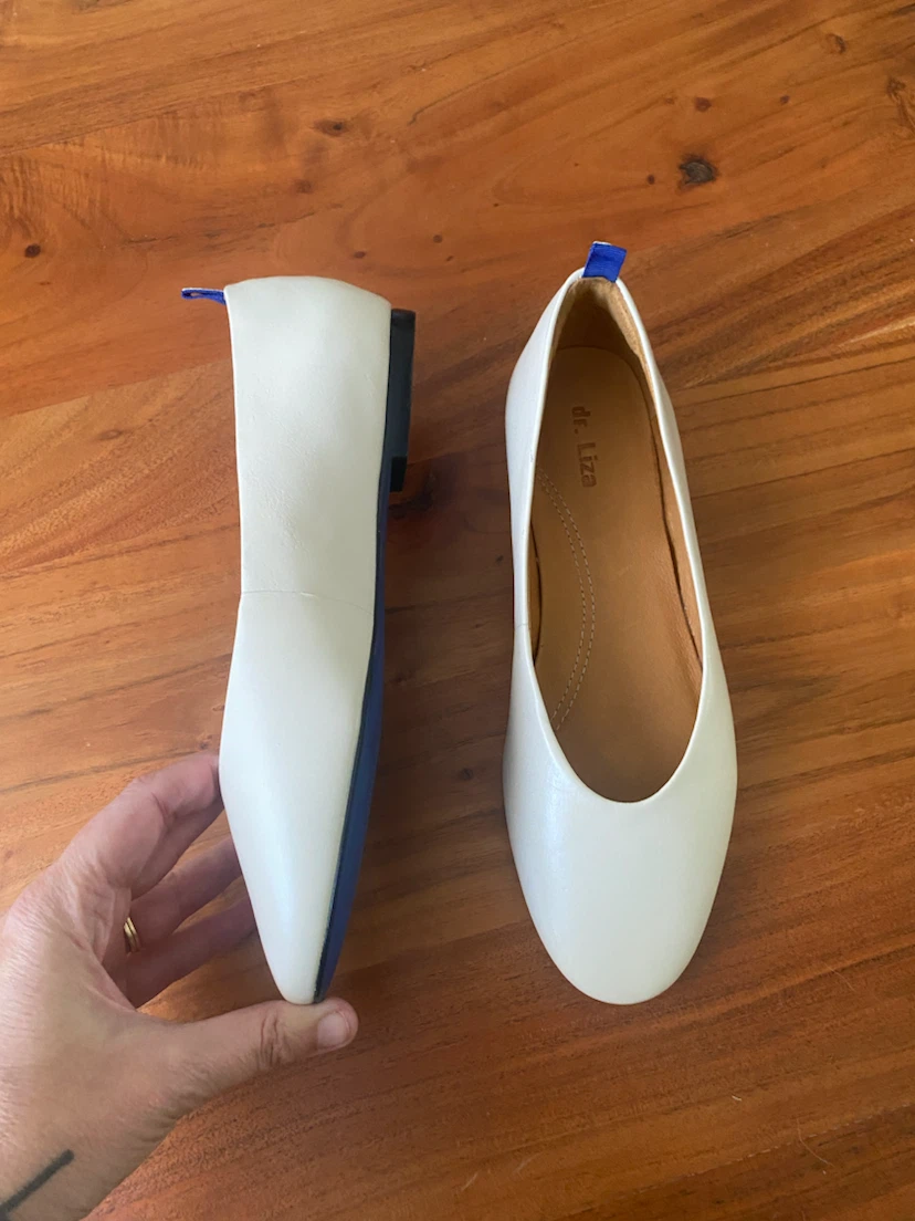 dr LIZA White Cream Leather Ballet Flats - photo 4