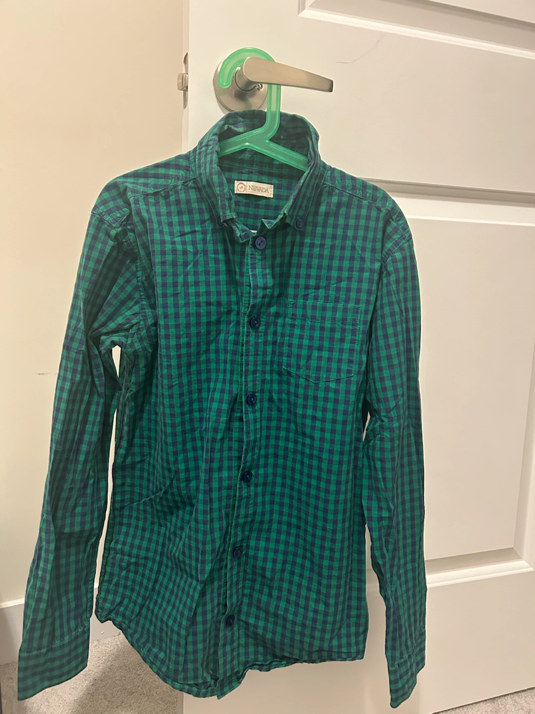 Nevada Green and Navy Gingham Button-Up Shirt
