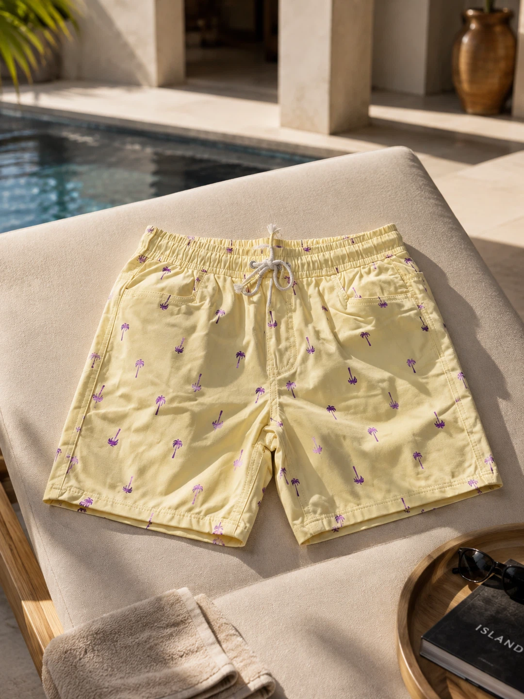 NEW Drill Clothing Men’s M Pastel Yellow Palm Tree Swim Shorts - photo 4