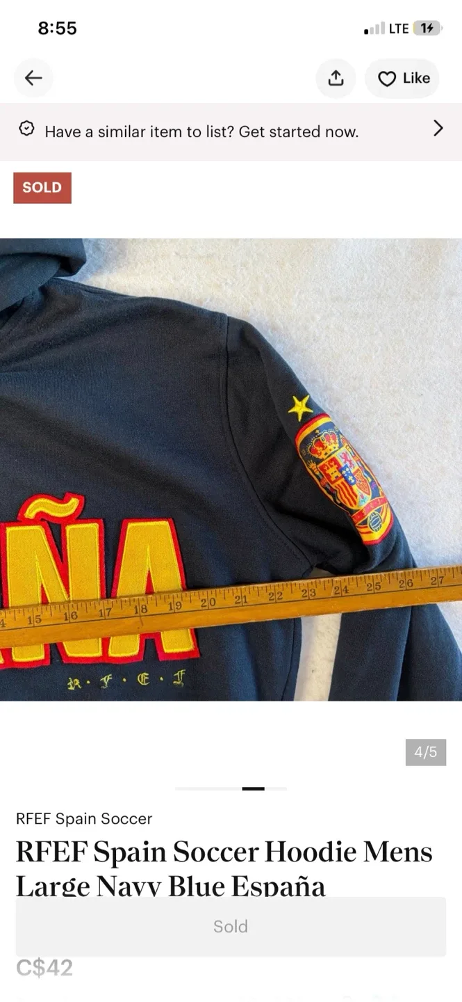 RFEF Spain Soccer Hoodie Mens Large Navy Blue España - photo 4