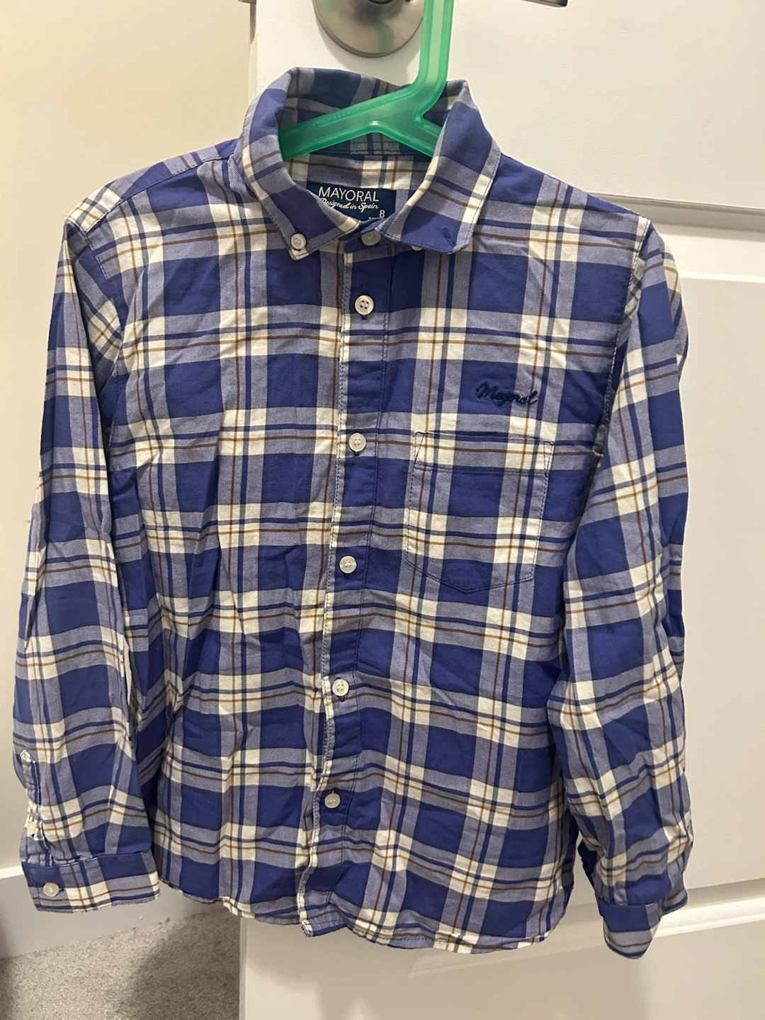 Mayoral Plaid Button-Up Shirt - Size 8 (128cm)