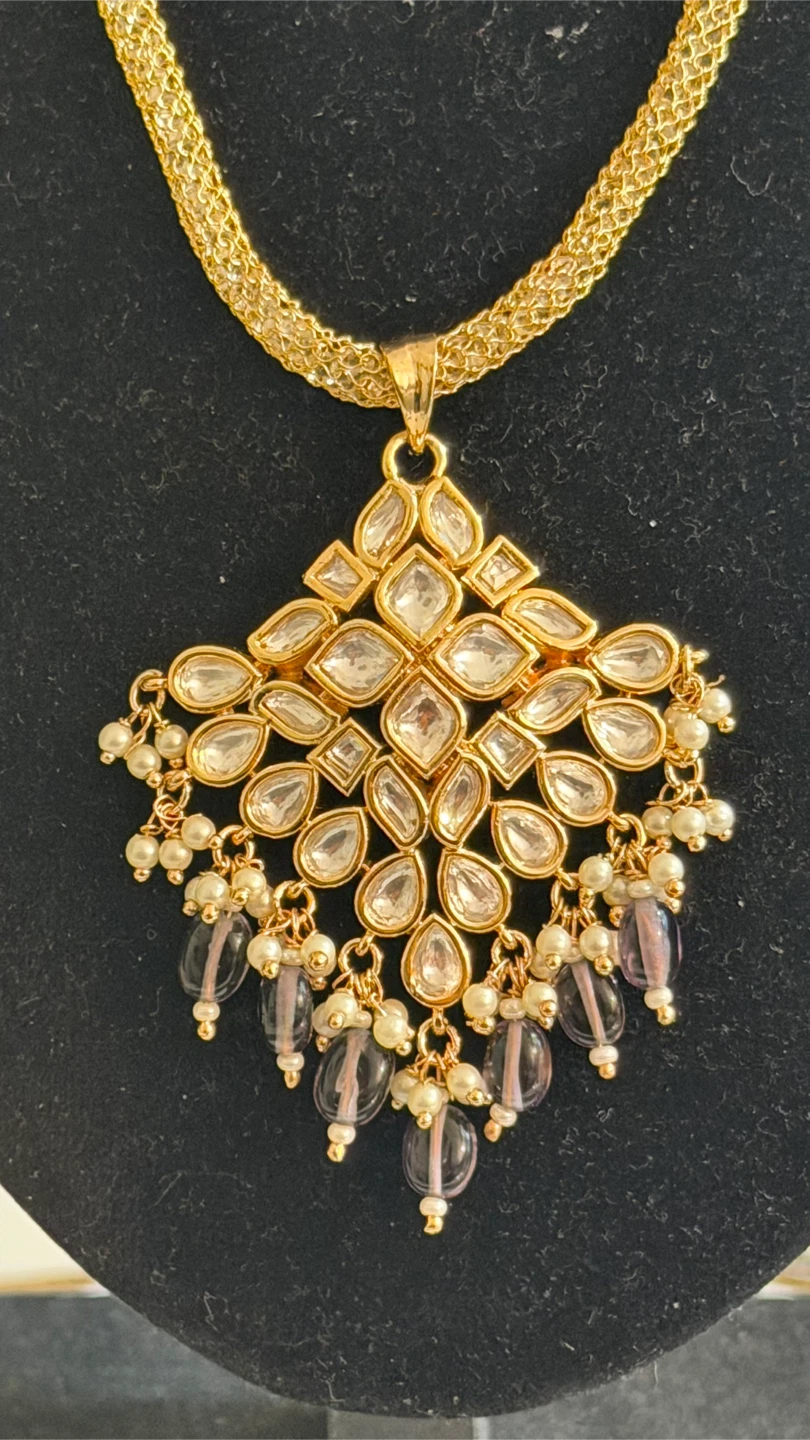 Gold-tone tayani Pendat Set with Pearls and Beads - photo 2