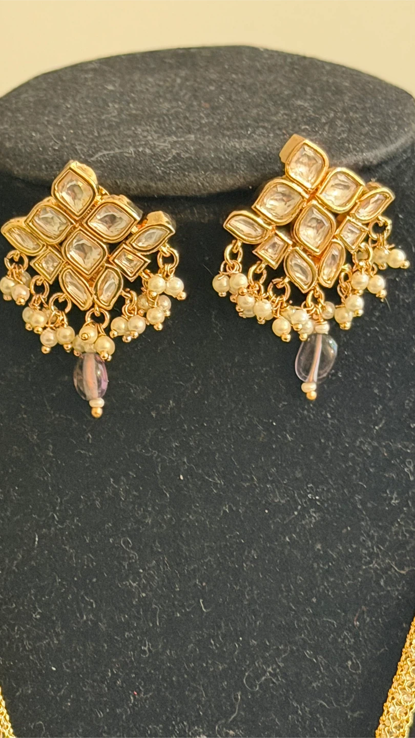 Gold-tone tayani Pendat Set with Pearls and Beads - photo 3