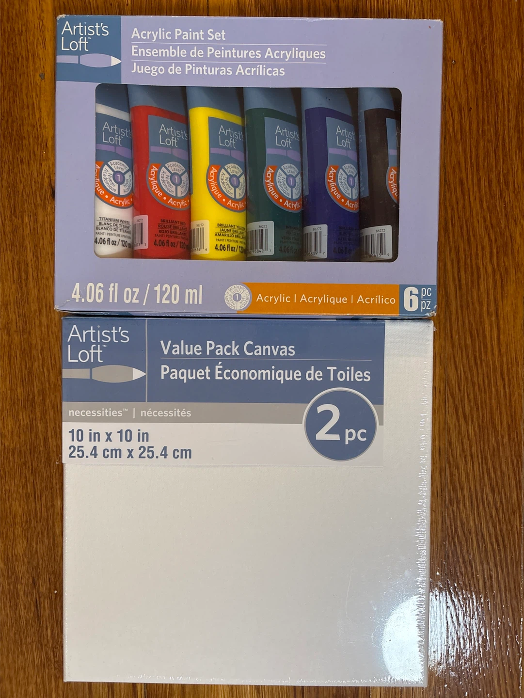 Artist’s Loft 10” x 10” Canvas x2 and Acrylic Paint Tubes