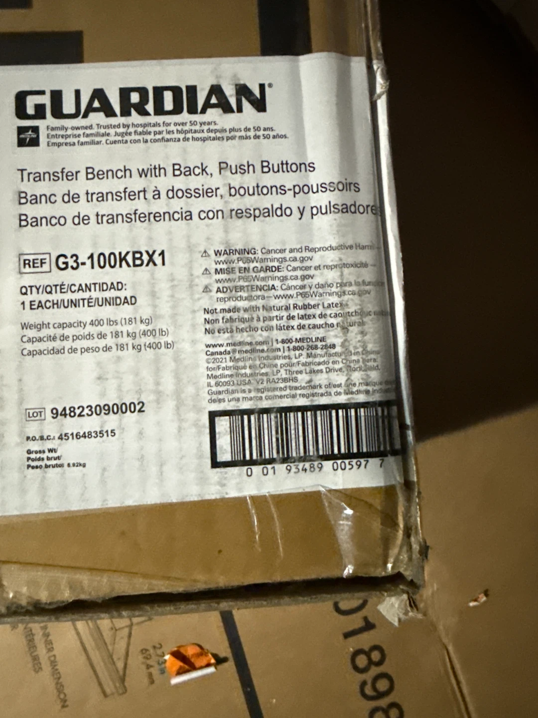 Guardian Transfer Bench with Back