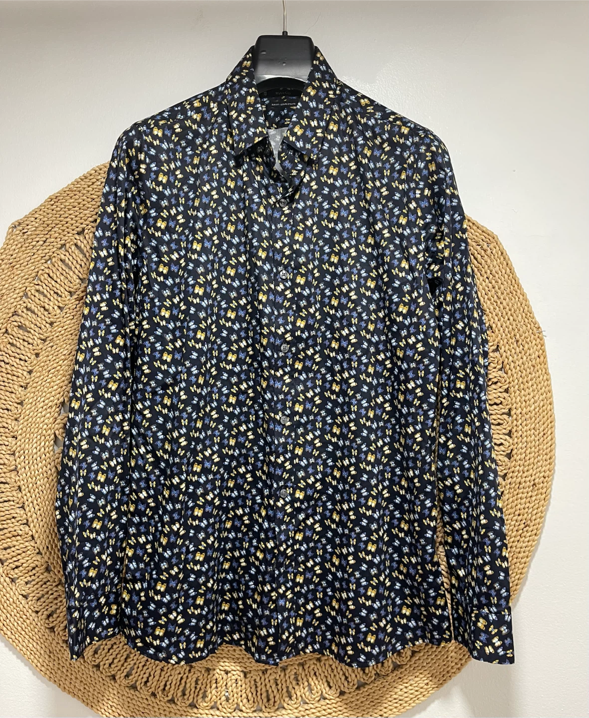 RW & CO. Slim Fit Butterfly Print Long Sleeve Shirt