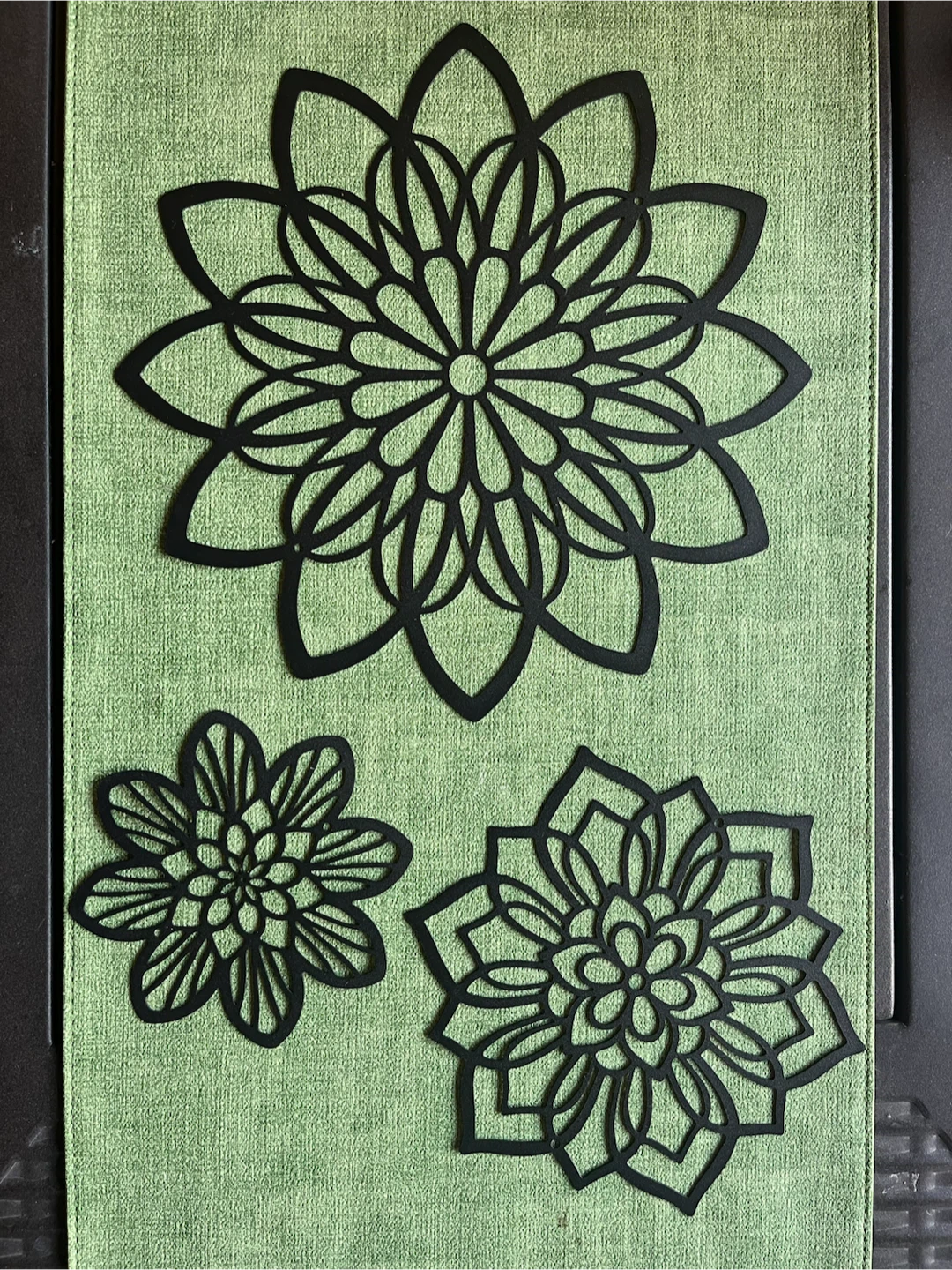 3 Flower Mandela Metal Wall Art
