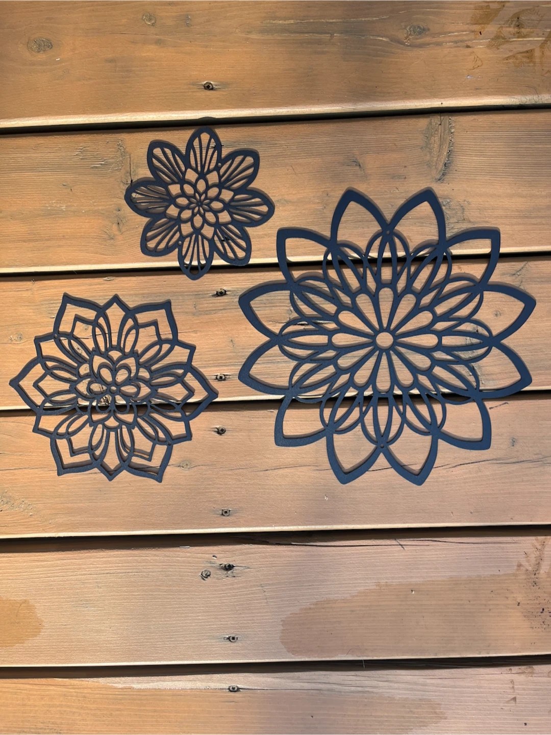 3 Flower Mandela Metal Wall Art - photo 2