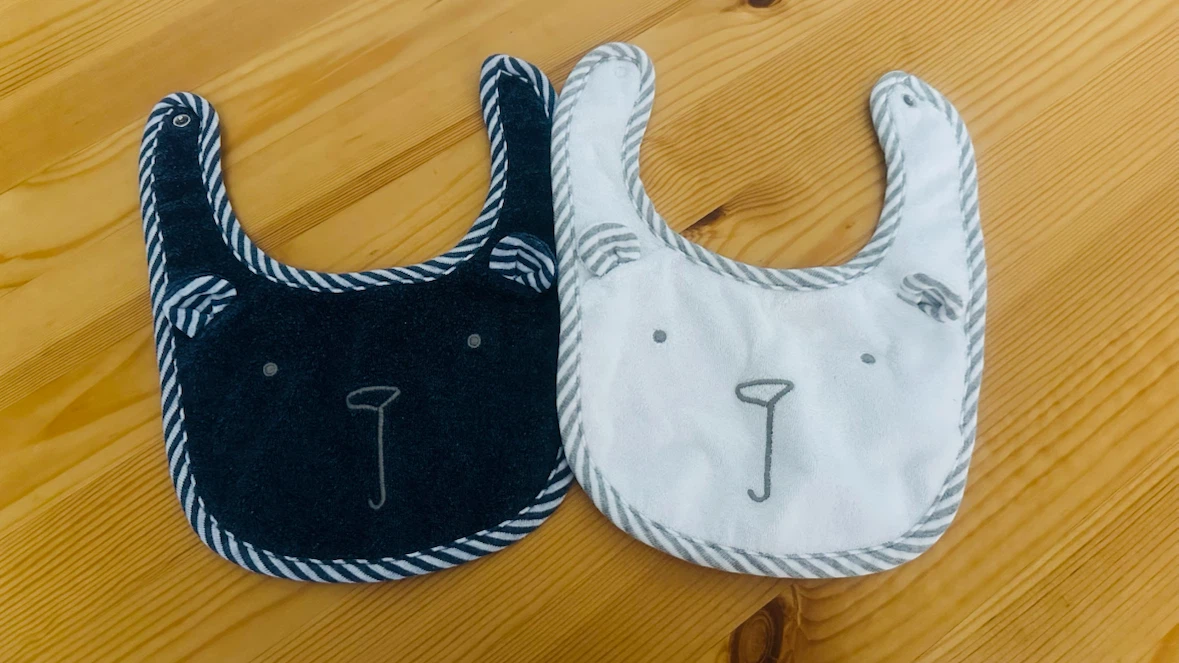 Baby GAP Bibs - Black and White Bear Face (2 Pack)