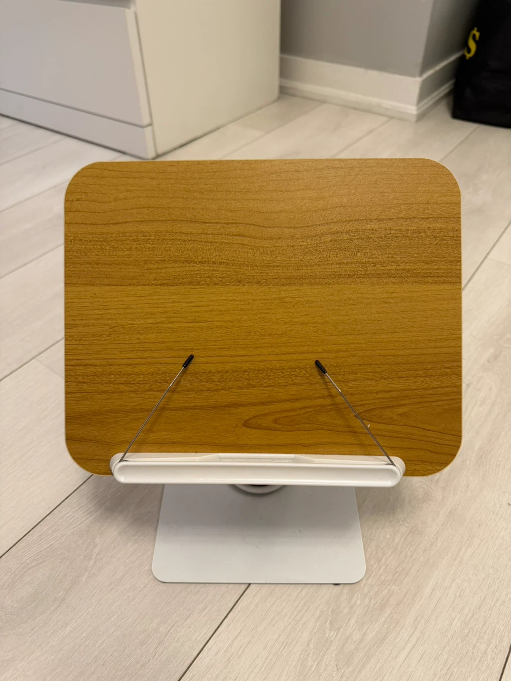 Wooden Book Stand with White Base