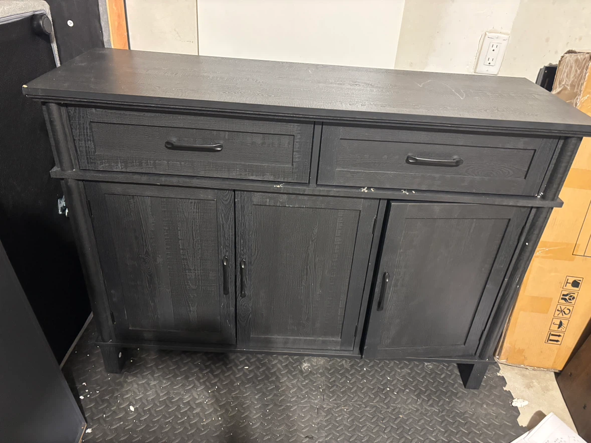 Black Console Table with 2 Drawers and 2 Doors/Sideboard