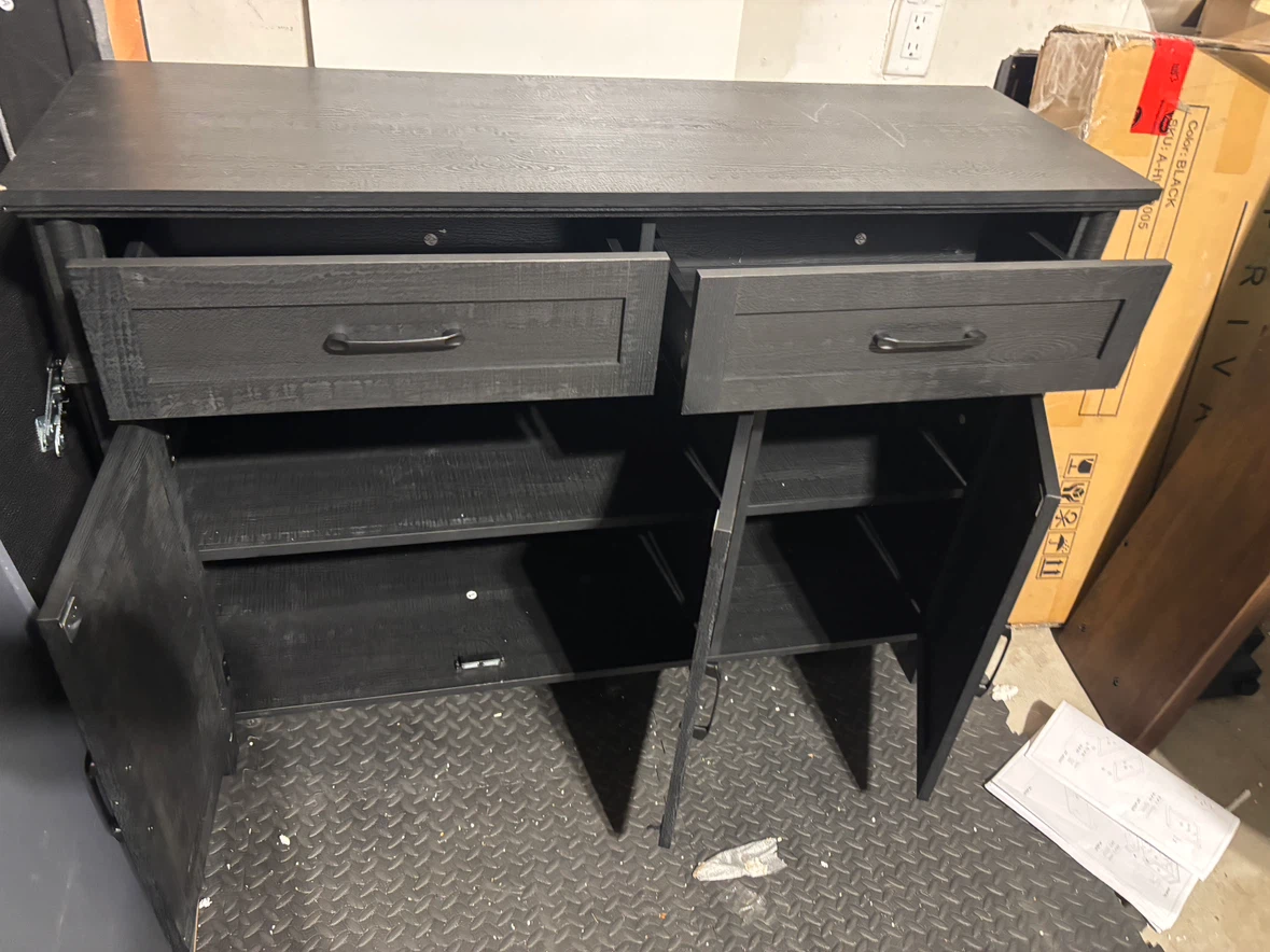 Black Console Table with 2 Drawers and 2 Doors/Sideboard - photo 2