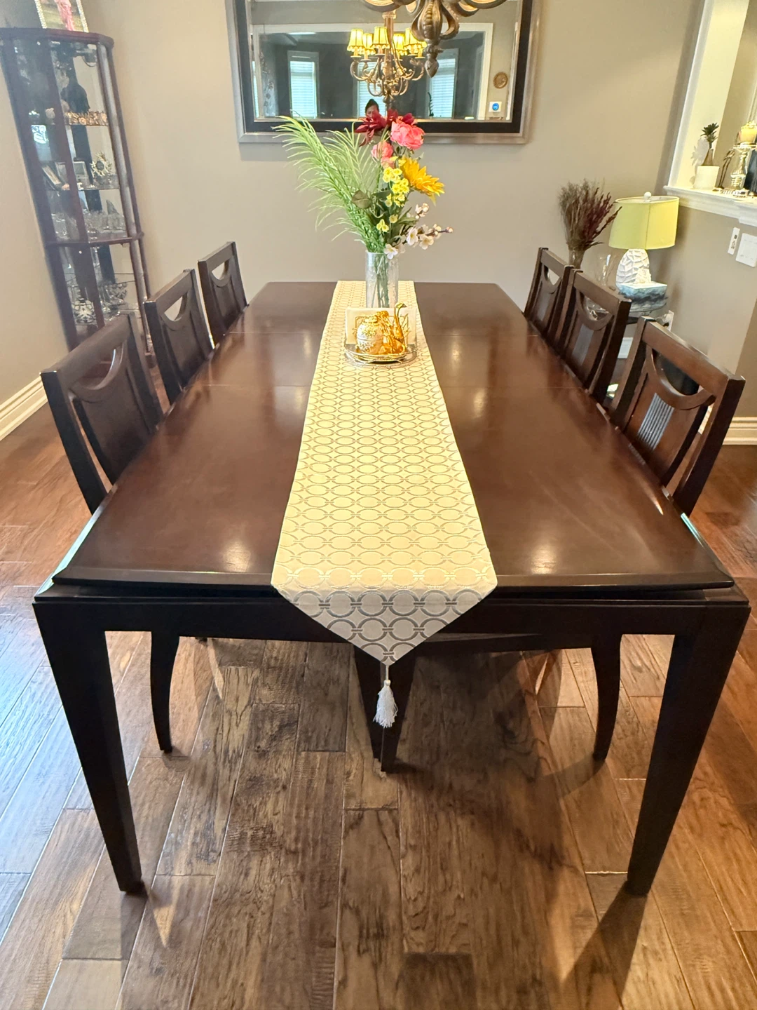 Dark wood dining table and 6 chairs set - photo 4
