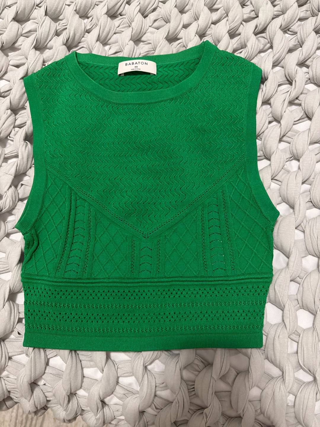 Babaton Green Sleeveless Knit Top