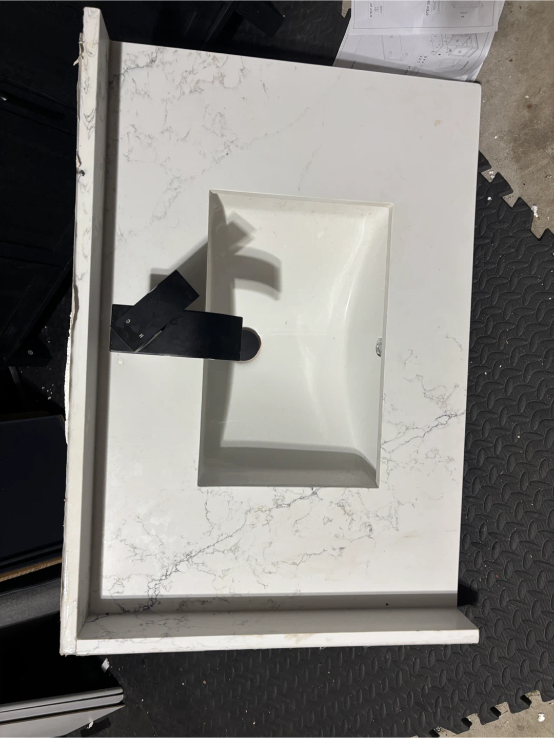 White Vanity Top with Integrated Sink