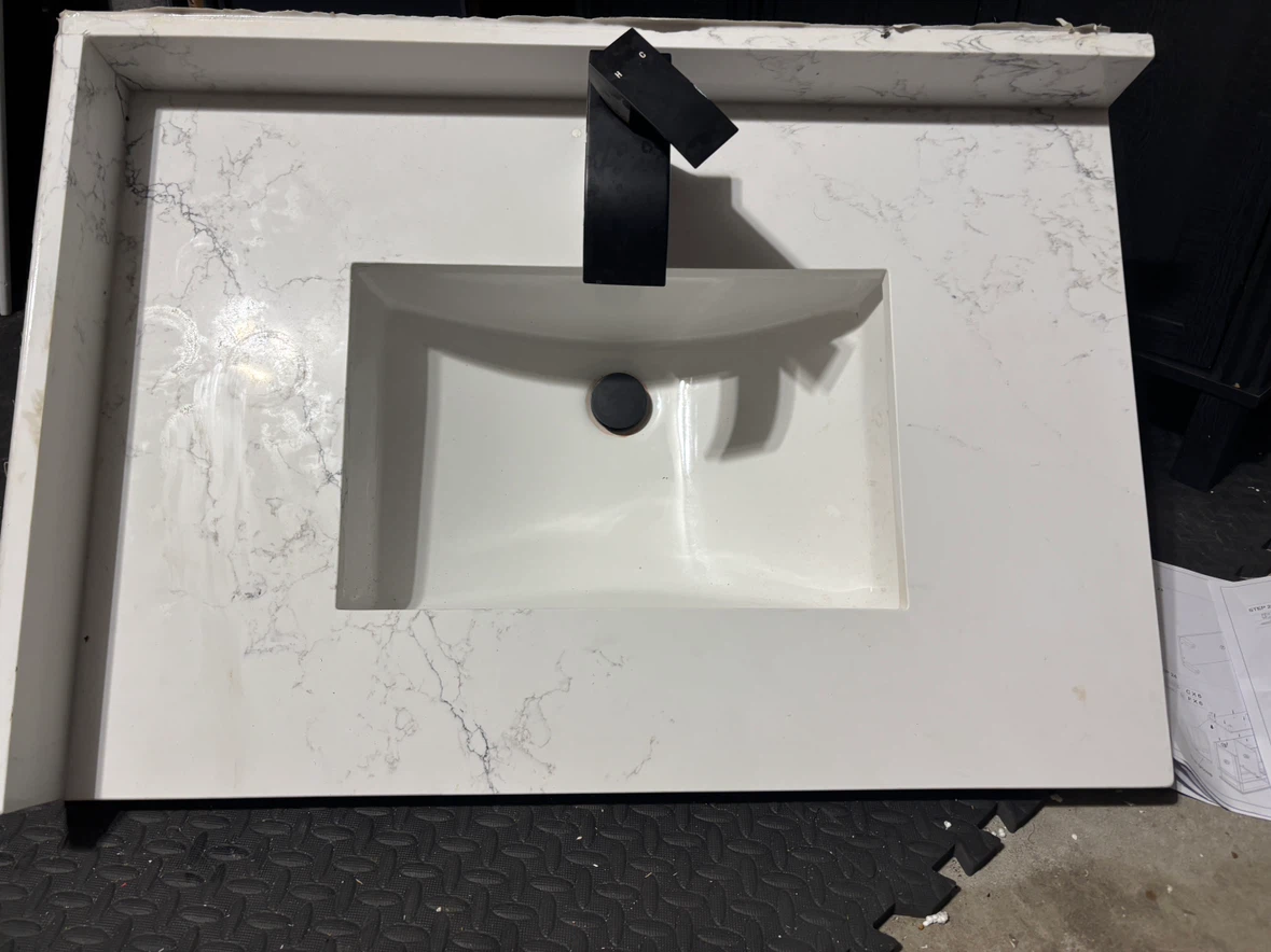 White Vanity Top with Integrated Sink - photo 2