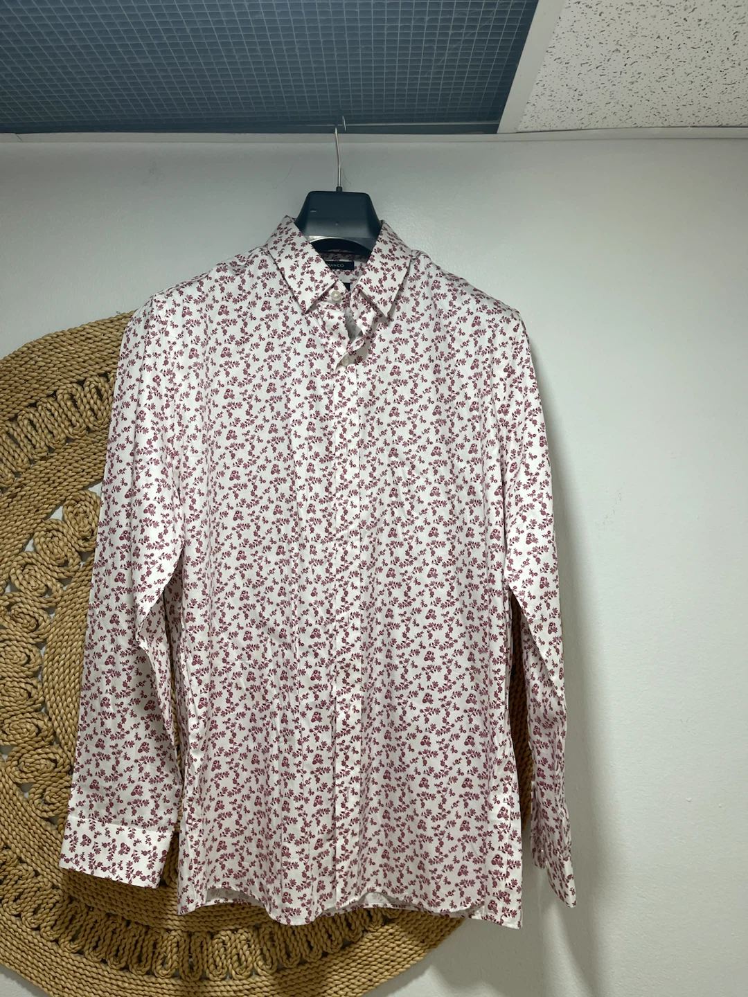 RW & CO. Tailored Fit Button-Up Shirt - Floral Pattern - Large