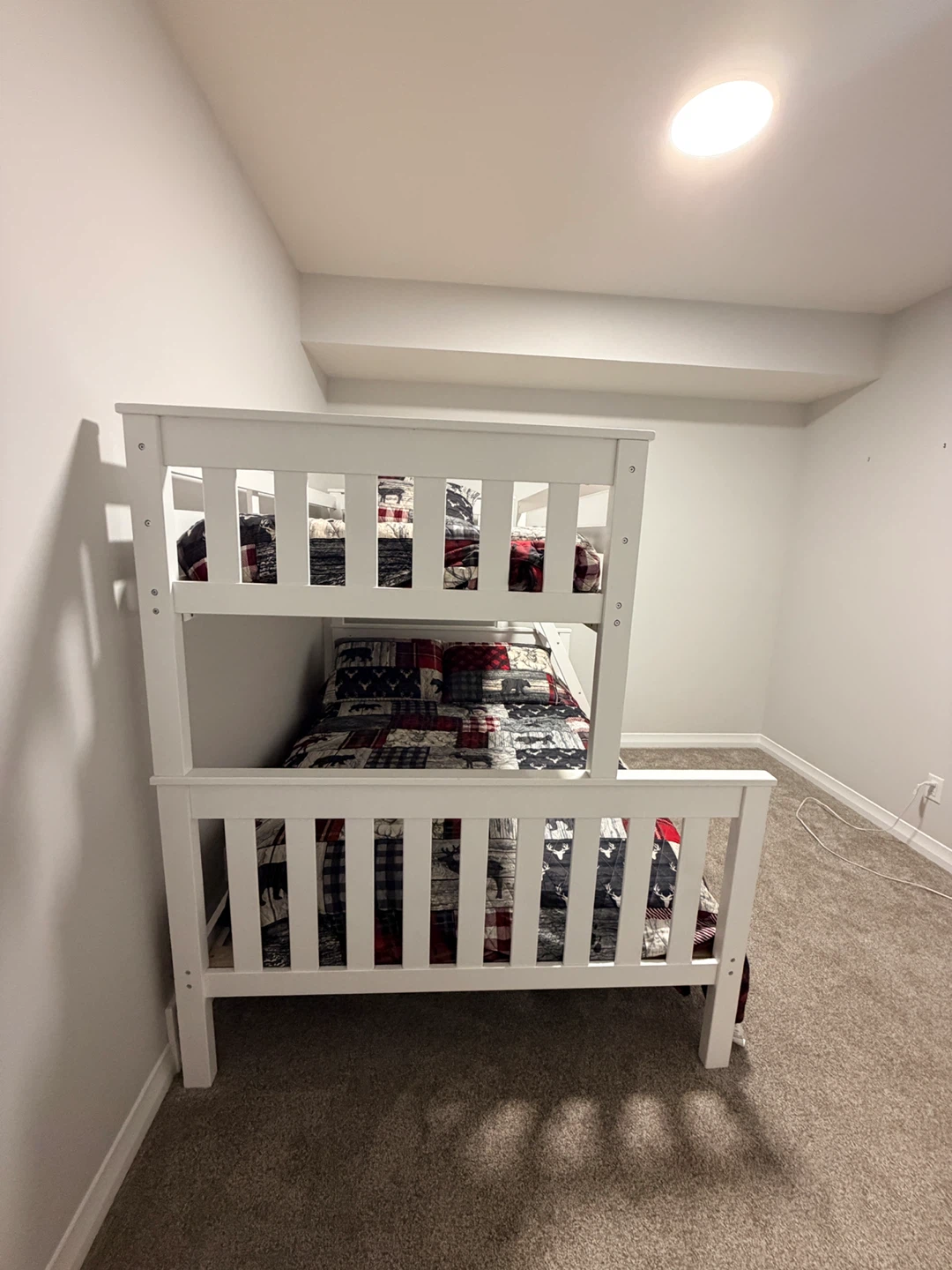 Twin Over Full Wooden Bunk Bed with Mattresses and bedding - photo 2