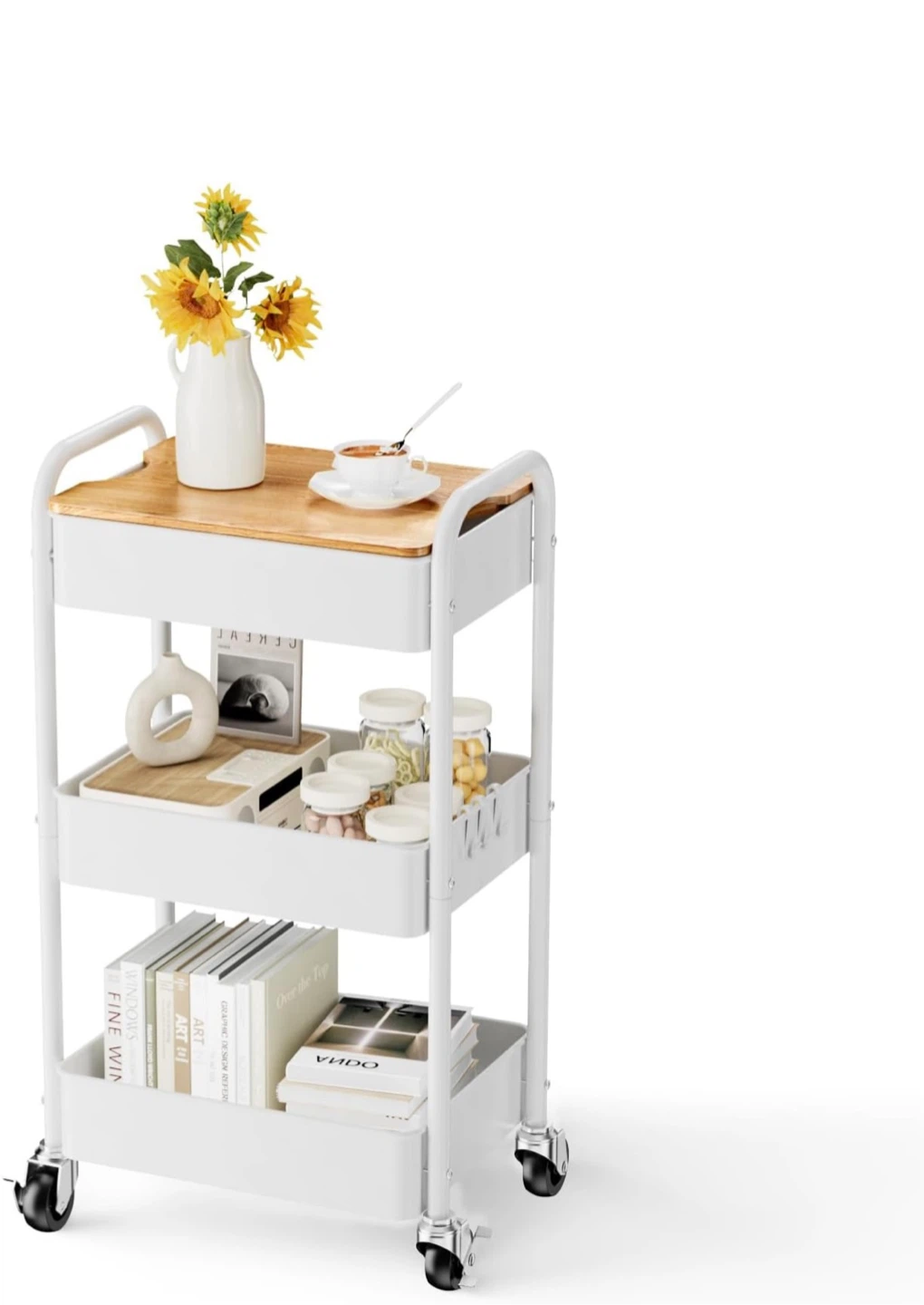 3-Tier Rolling Storage Cart — Removable Tabletop - photo 3