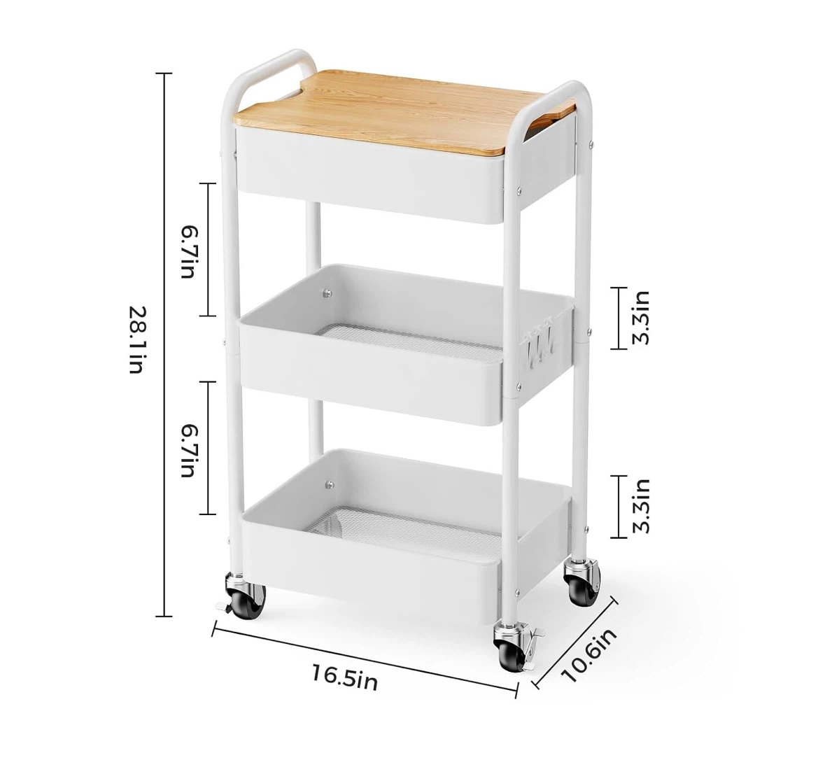 3-Tier Rolling Storage Cart — Removable Tabletop - photo 5