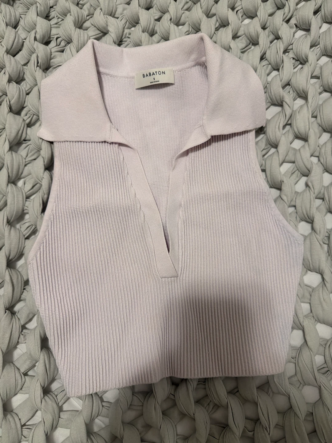 Babaton Lilac Ribbed Sleeveless Top