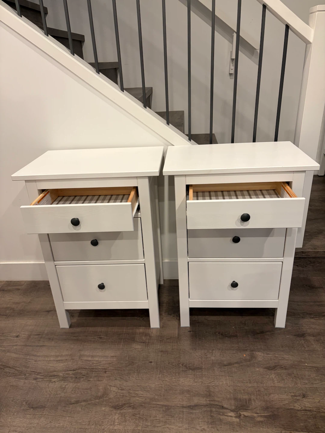 Pair of IKEA HEMNES nightstands with 3 drawers - photo 2