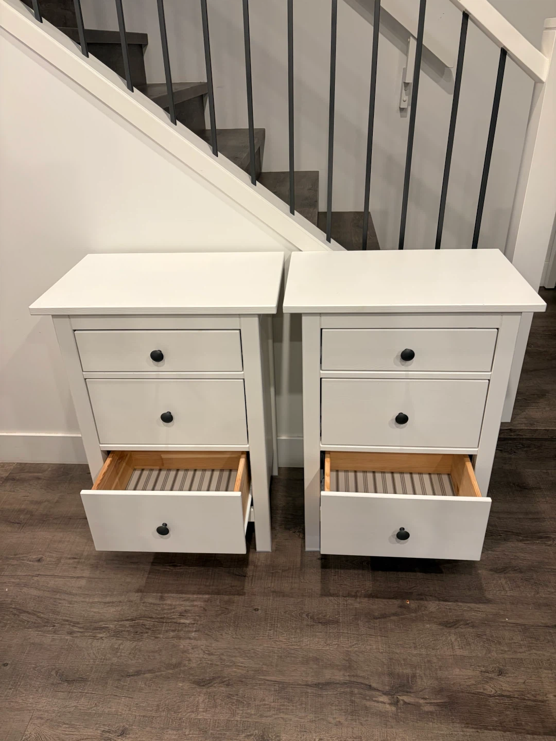 Pair of IKEA HEMNES nightstands with 3 drawers - photo 4