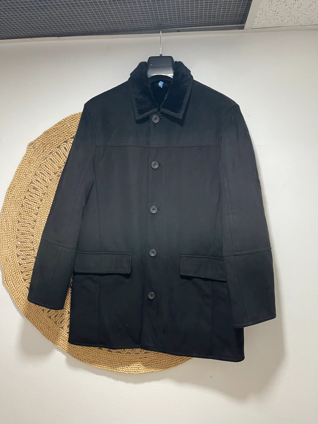 Claiborne Black Faux Suede Coat - Men's Medium