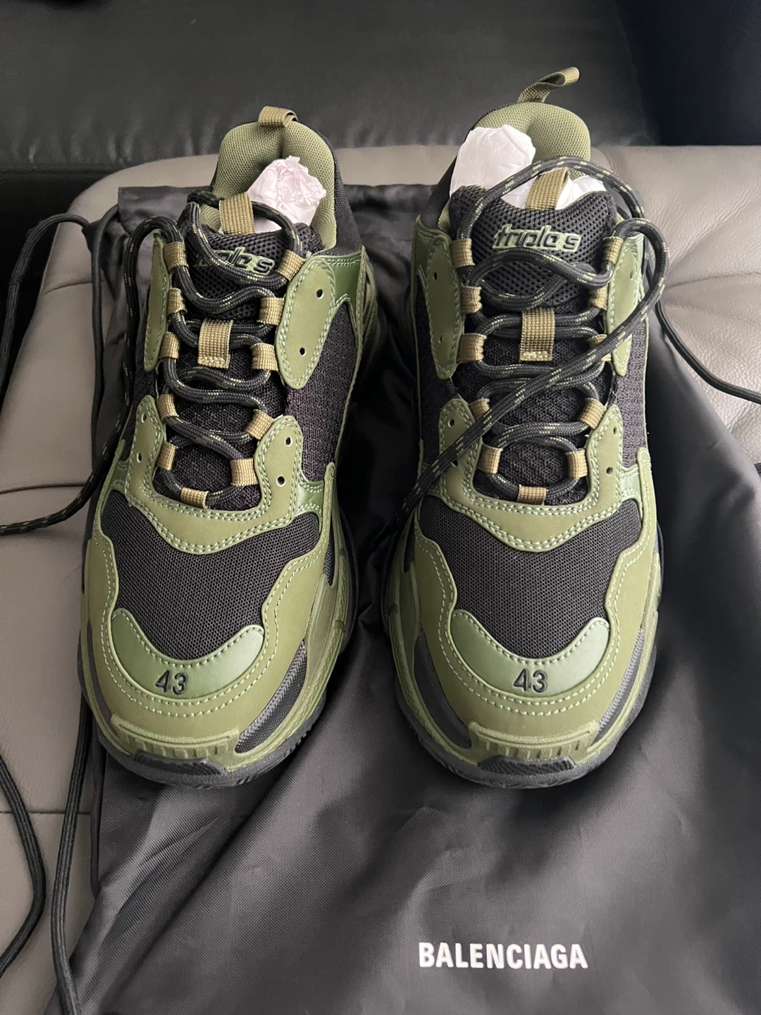 Balenciaga Triple S Men's Sneakers - Green/Black - Size 43