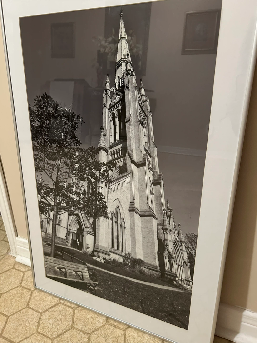 Modern silver frame black and white cathedral print art - photo 2