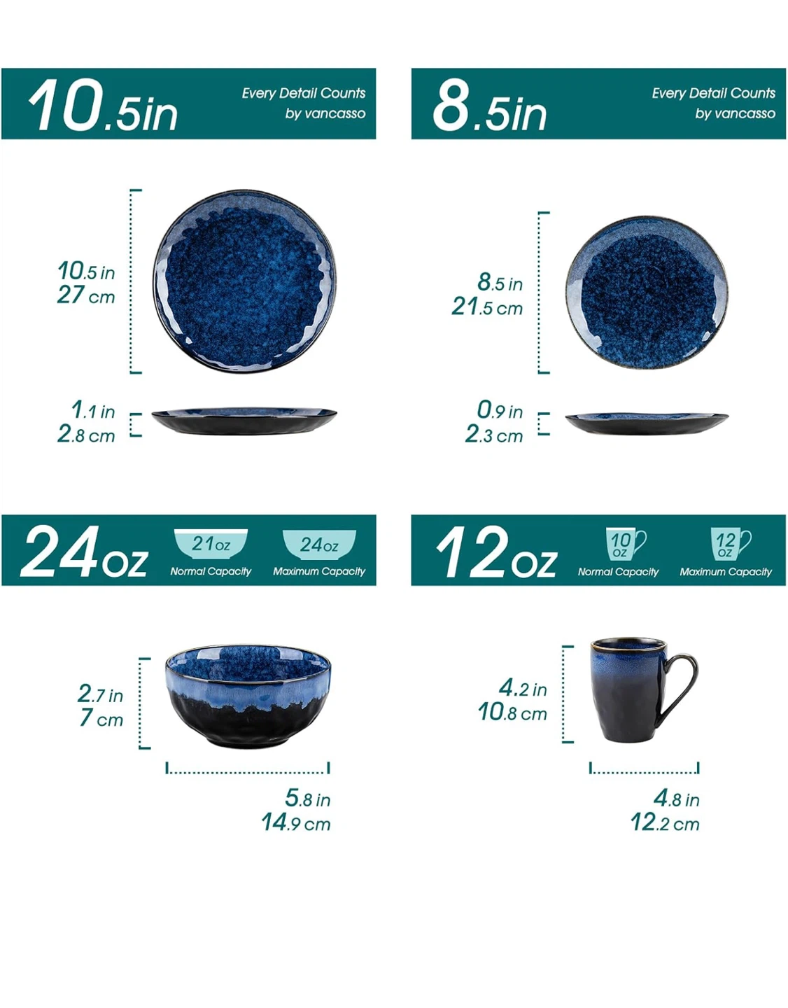 vancasso Starry 12 Pieces Dinnerware Set for 3 - photo 2