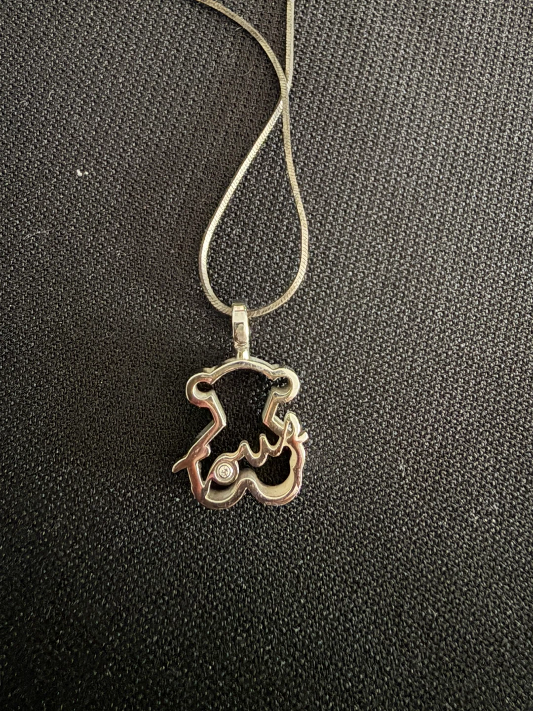 TOUS Stainless Steel Bear Pendant with Diamond