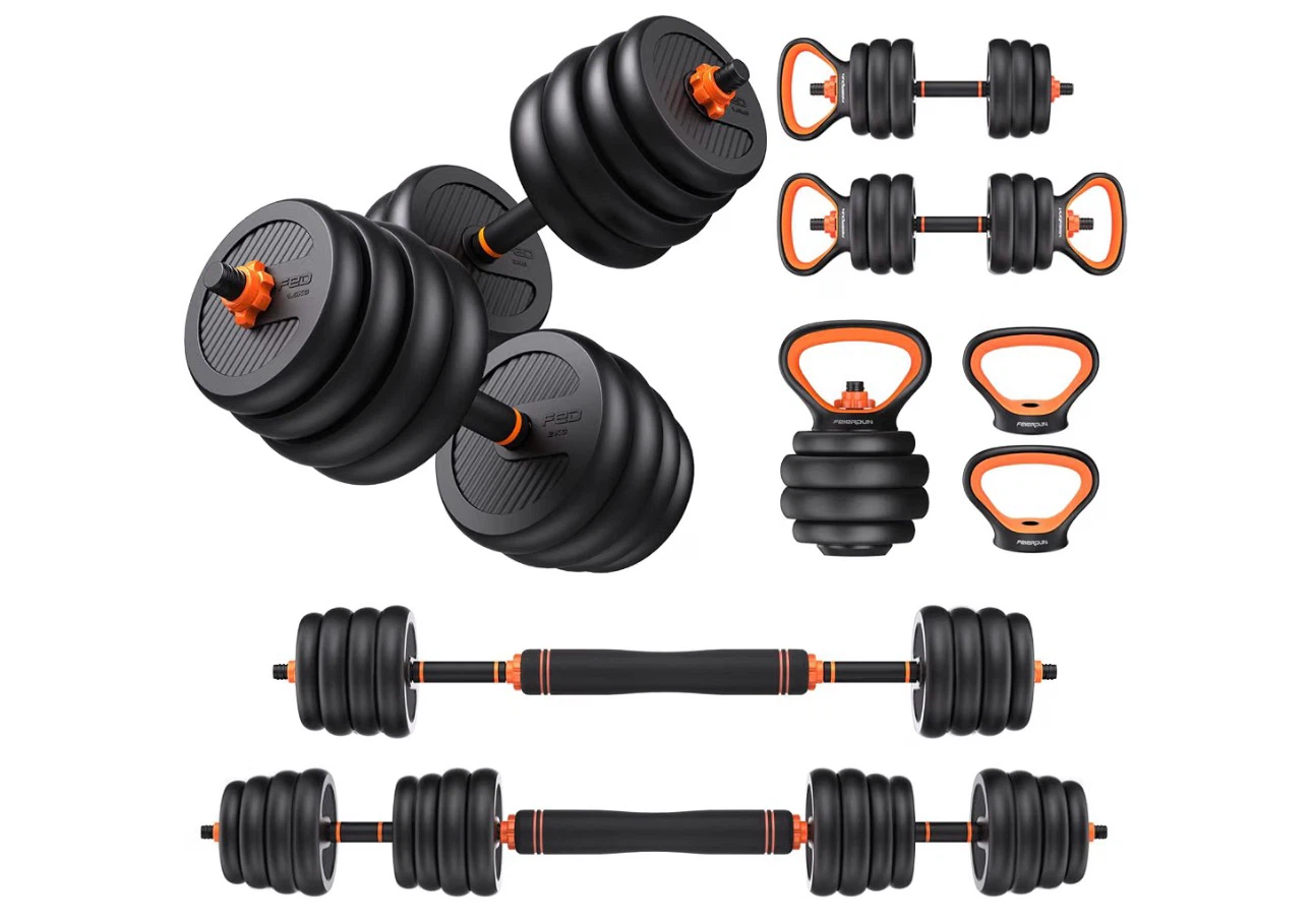 FEIERDUN 70LB Adjustable Dumbbell Set – 4-in-1 Home Gym