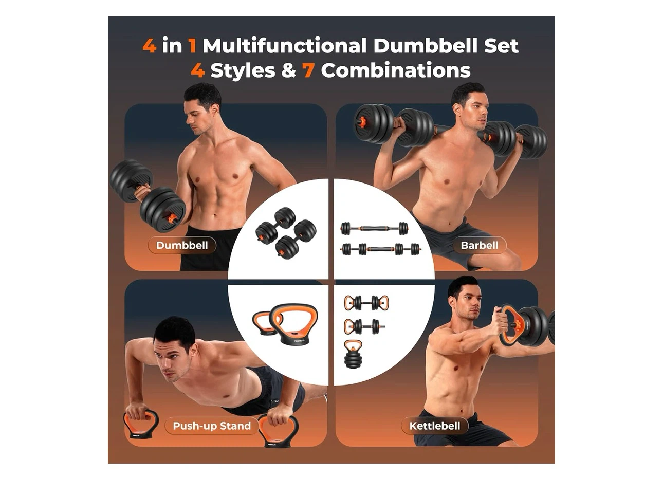 FEIERDUN 70LB Adjustable Dumbbell Set – 4-in-1 Home Gym - photo 5