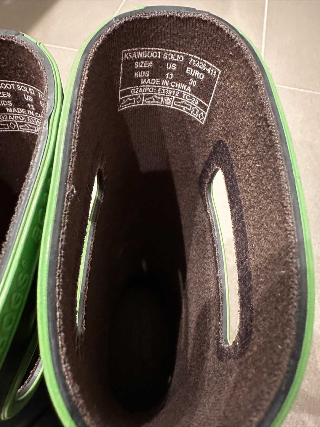 Bogs Kids Rain Boots - Black/Green - Size 13 - photo 3