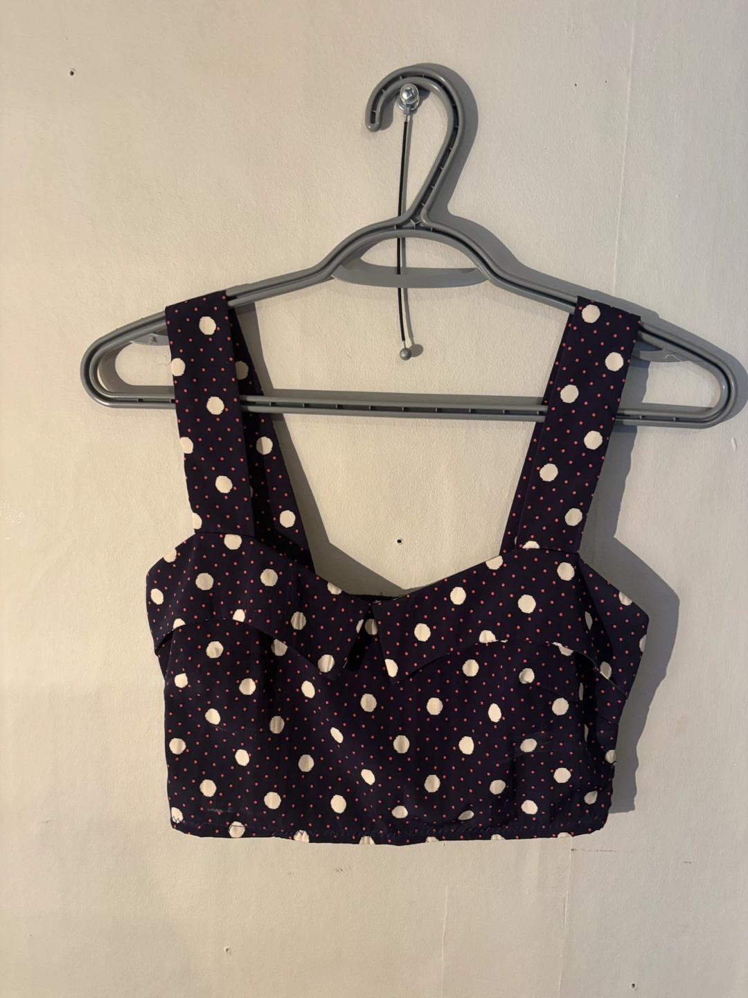 Navy polka dot crop top