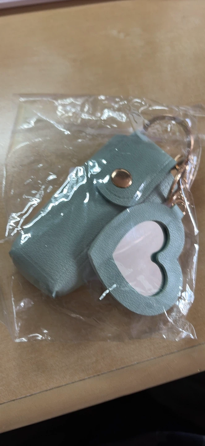 Brand new Green Lipstick Holder Keychain with Heart Mirror
