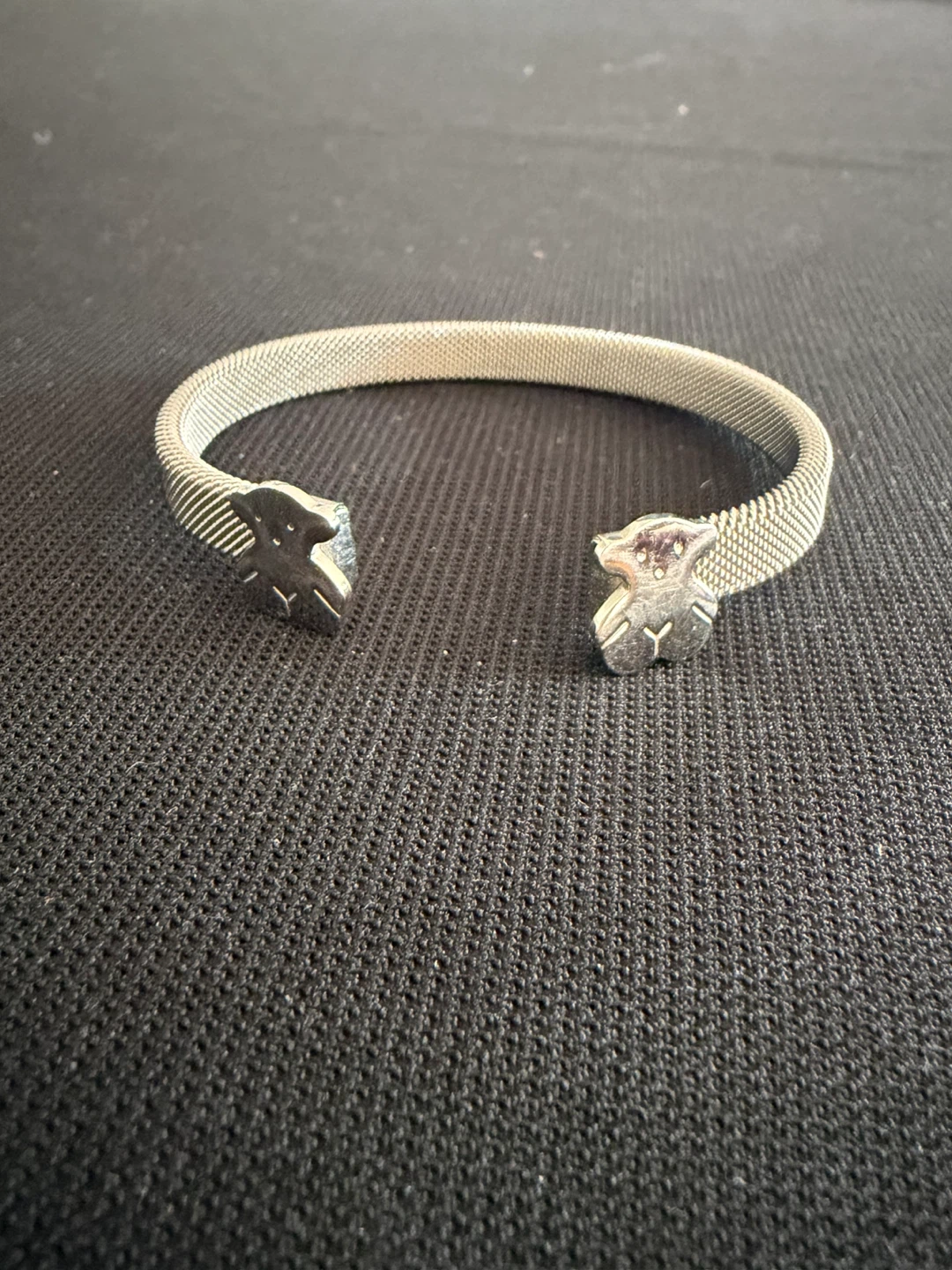 TOUS Silver Mesh Bear Cuff Bracelet
