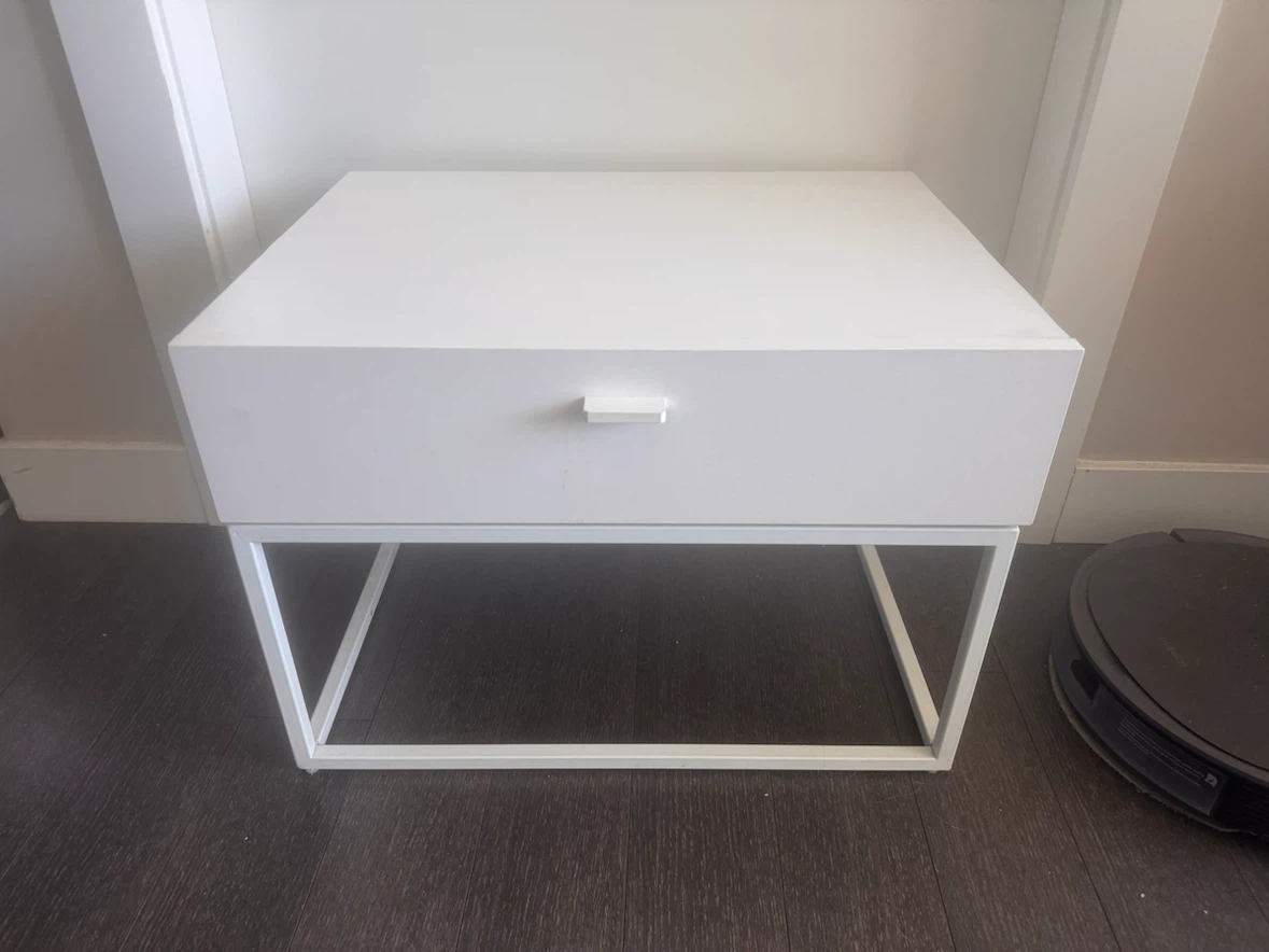 White Nightstand with Drawer