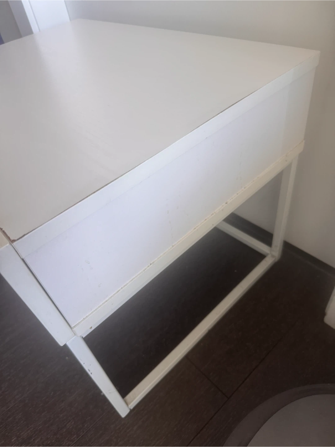 White Nightstand with Drawer - photo 3