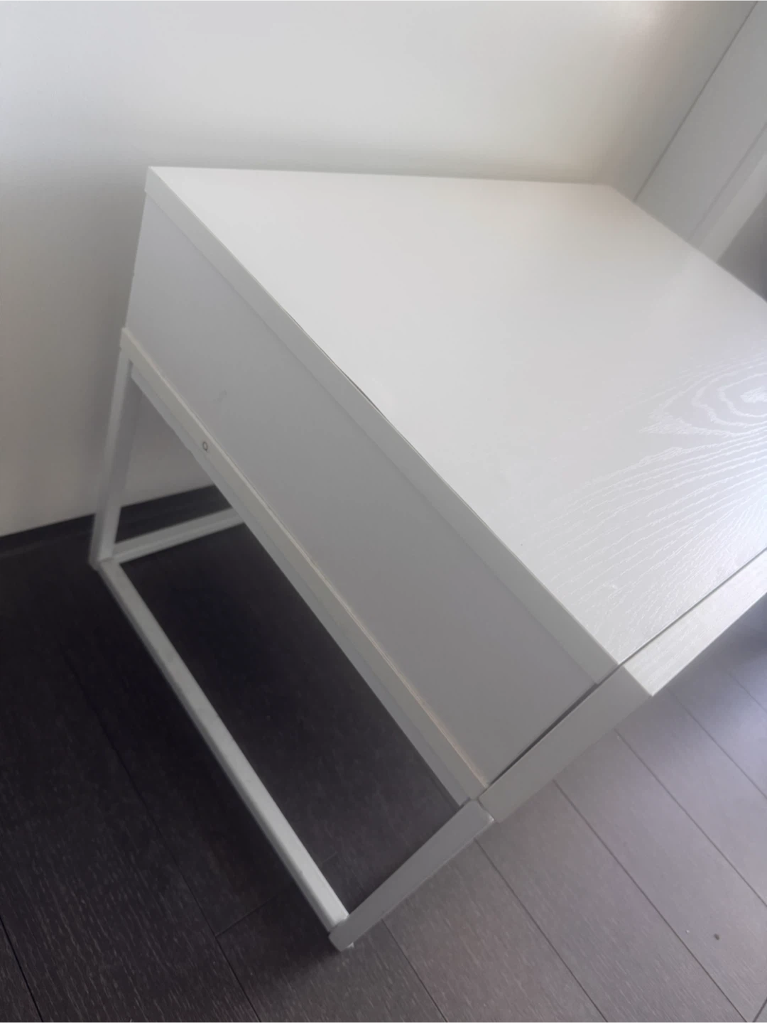 White Nightstand with Drawer - photo 4