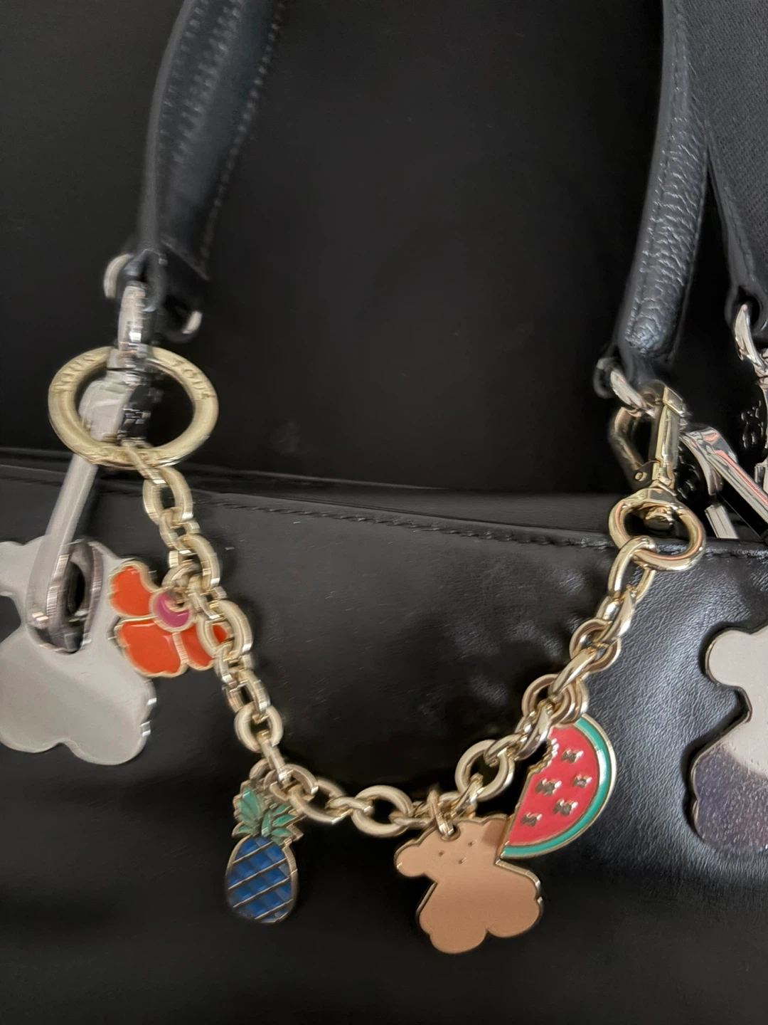 TOUS Black Leather Tote Bag with Charms - photo 5