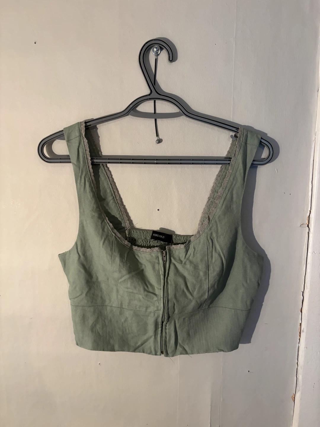 Forever 21 Green Lace Trim Crop Top