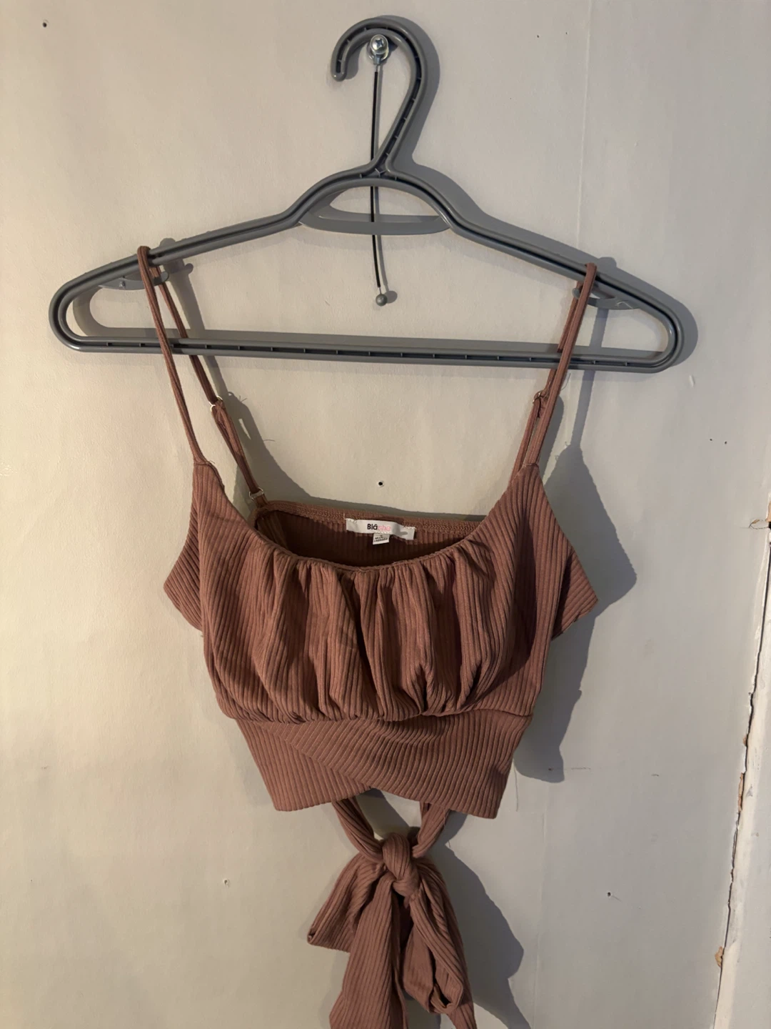 Blashe Ribbed Crop Top with Tie Detail