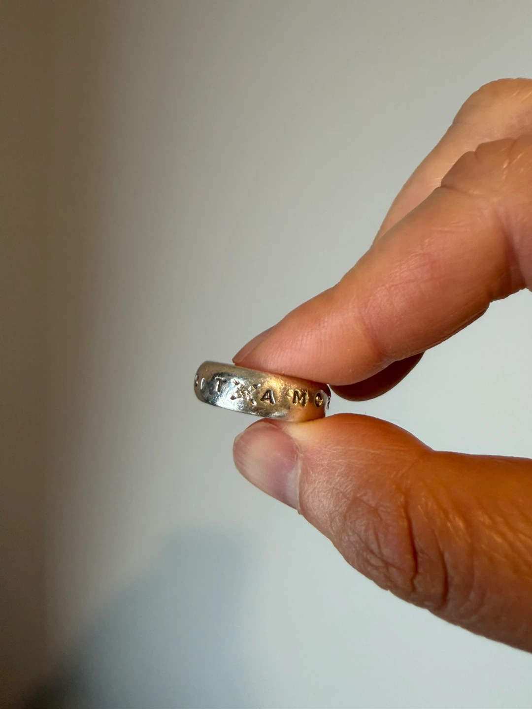 Diamond Sterling Silver Love Conquers All in Latin Ring