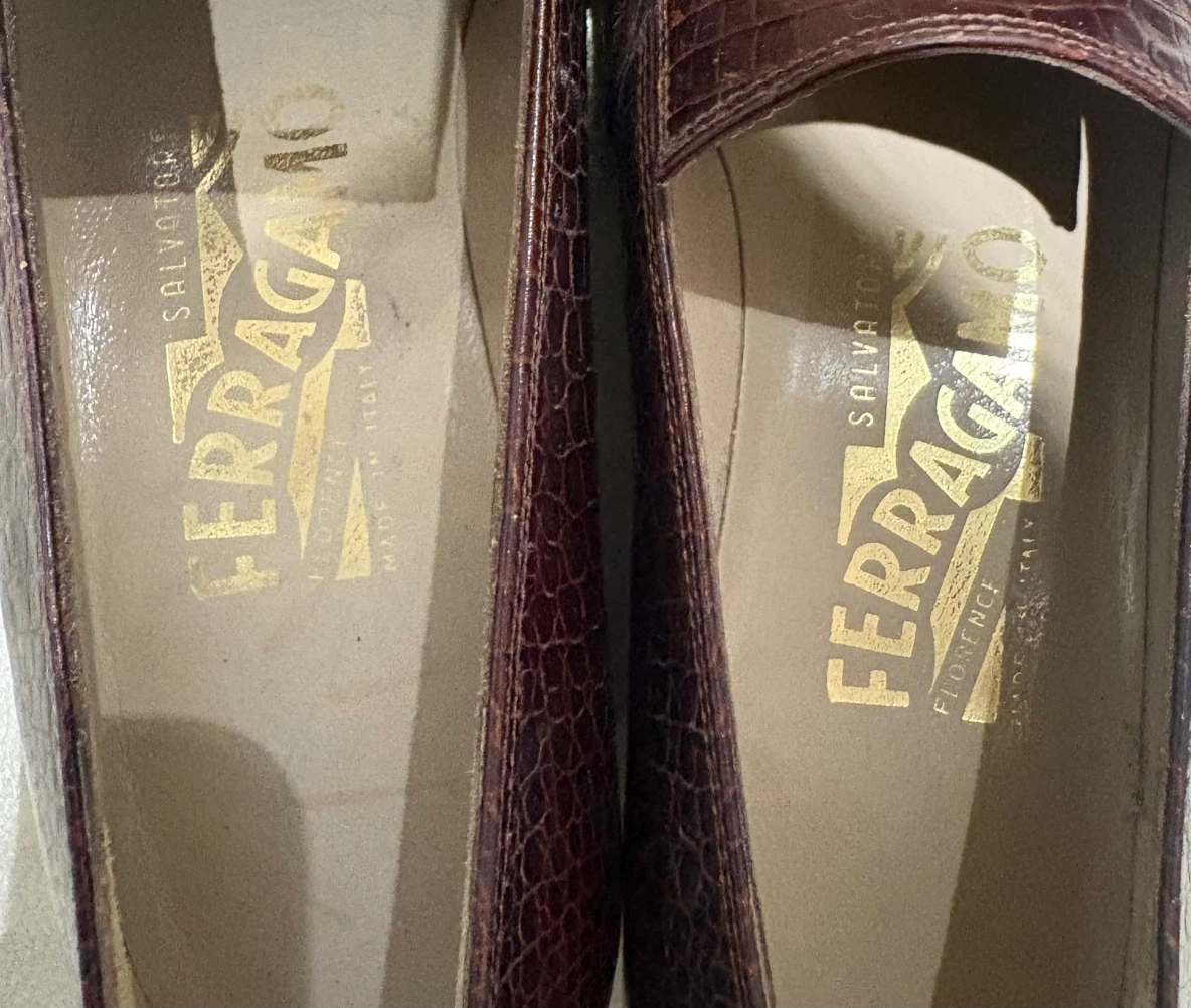 Salvatore Ferragamo Gancini Croc-Embossed Leather Loafers 51/2C - photo 2