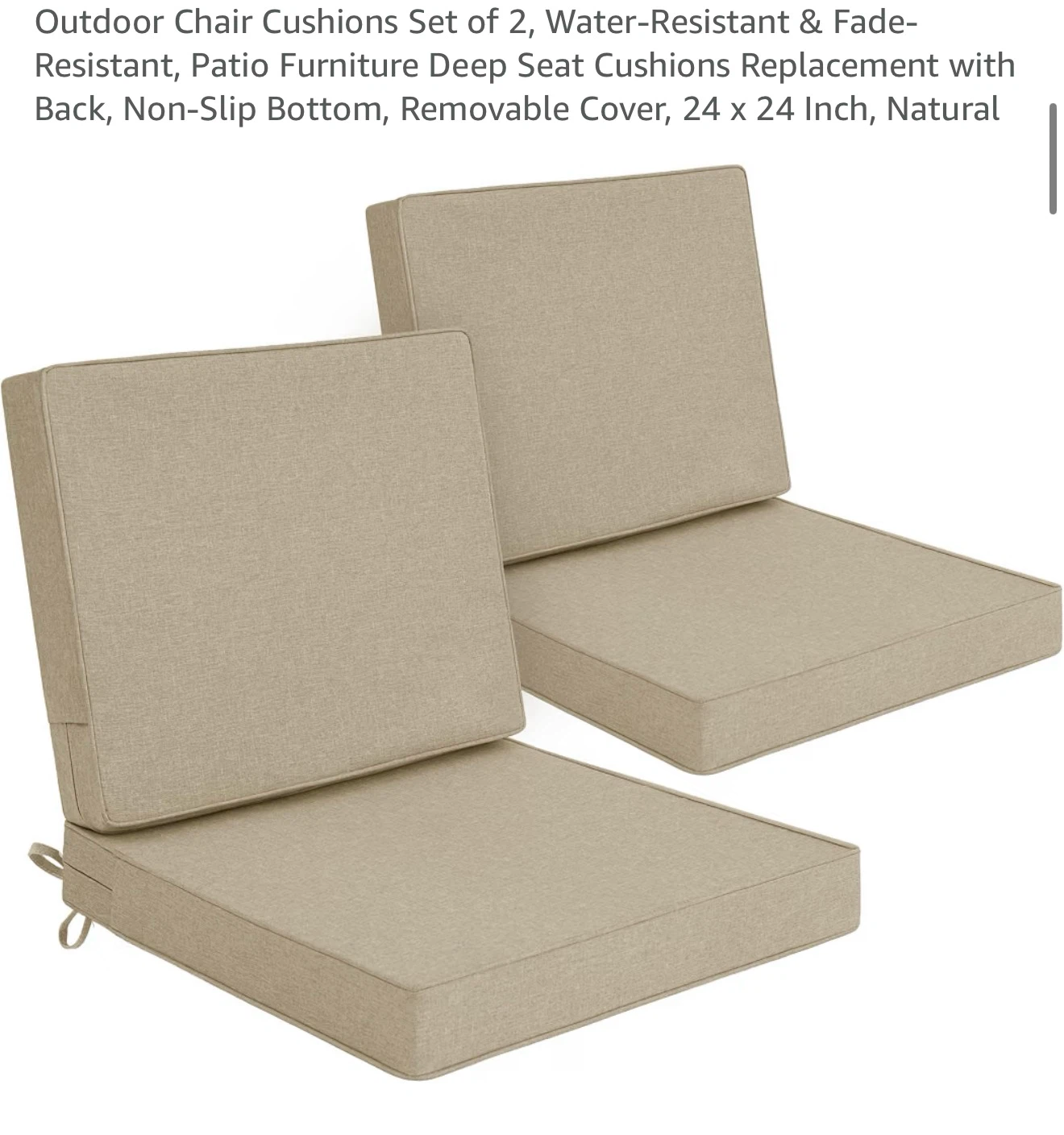 Outdoor Chair Cushion Set - Natural Color