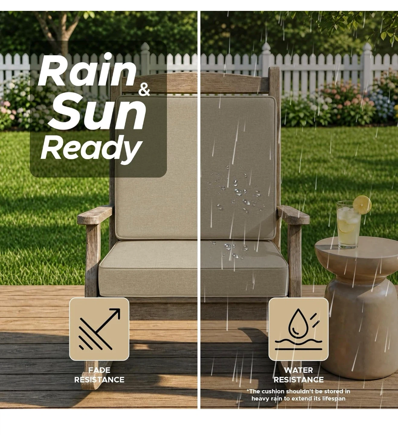 Outdoor Chair Cushion Set - Natural Color - photo 4