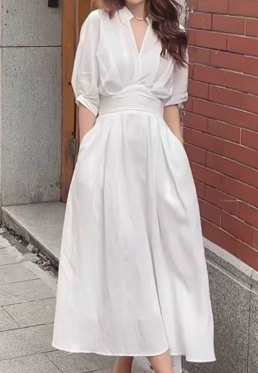 White Midi Dress Size Small/Medium - photo 4